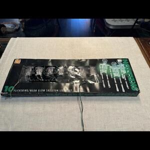 Vintage 1995 Flickering/Neon Glowing Skeleton Lights Indoor/Outdoor String of 10